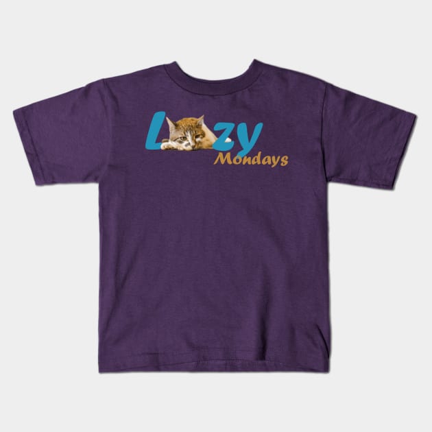 Lazy Cat Mondays Kids T-Shirt by Czajnikolandia